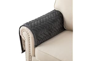 ‎EISMODRA Eismodra Armlehnenbezüge,Armlehnenschoner,Anti-Rutsch- Armkappen für L Form Sofaschoner Chaiselongue ecksofa 2 Sitzer Schonbezüge Wohnzimmer Sessel Hunde Haustiere,Dunkelgrau,70x70cm(nur 1 Stück)