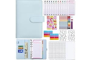 Meekye Budget Planner tedesco A6, organizer per soldi con 12 tasche per rilegatura, 12 fogli di budget tedesco, buste per denaro per viaggi, diario e regalo blu