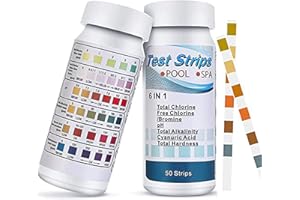 AMISSZ Ph Tester Pool 6 en 1 - Tiras de prueba de agua potable, 50 tiras de prueba de Ph Valor Ph Tiras de prueba de dureza del agua para medir tiras de prueba de agua