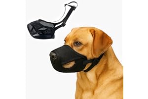 Colenumone Maulkorb Für Hunde– Weicher Netzmaulkorb für kleine, mittelgroße und große Hunde, verstellbar, um Bellen, Aasfressen, Lecken und Kauen zu verhindern und Beißen zu verhindern, Schwarz（L）