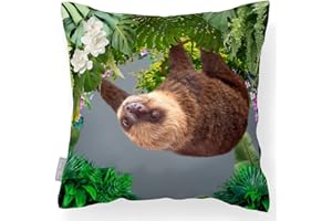 Izabela Peters Outdoor Cushions Waterproof, 43 cm, Filled Outdoor Cushion, Smiling Sloth - Grey, Garden Furniture Cushions, Outdoor Seat Cushions, Garden Chair Cushions