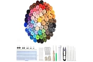 HOLZSAMMLUNG Nadelfilz Set für Anfänger, Starterset zum Nadelfilzen - 72 Farben Wolle zum Filzen und Filznadeln Filzwerkzeugen Zubehör, Nadelfilzen Filzsets zum Nassfilzen Trockenfilzen, DIY Filz Handwerk