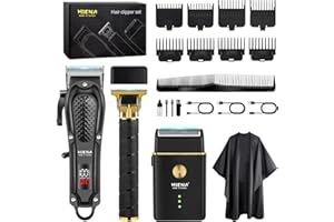 HIENA PRO Maquina de Cortar Pelo Hombre, Inalámbrico Cortapelos, Recortador de Barba, Afeitadora de Láminas, Kit Completo de Afeitado y Corte de Pelo Eléctrico (3 Piece Set)