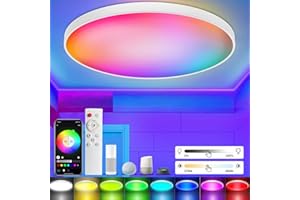Taipow LED Ceiling Light with Remote Control, 30W Flush Led RGB Colour Changing Ceiling Light Compatible with Alexa and Google Home, Smart Round Ceiling Lighting for Kids Bedroom Hallway (2700-6500K)