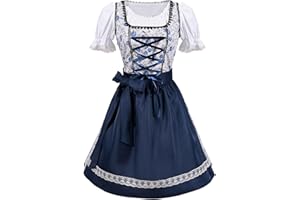 WSQALLLIFE Women's German Dirndl Dress,Beer Girl Oktoberfest Bavarian Oktoberfest Costume Traditional Dirndl Dress October Festival Costume Women Fancy Dress Costume for Oktoberfest Carnival Halloween