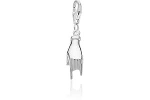Aka Gioielli® - Charm con Cierre Mano de Rock Plata de Ley 925 Rodio Cuernos de mano para Mujer y Niñas