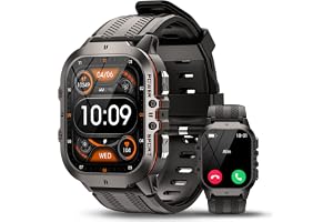 Rugged Smartklocka, 1,96-tums AMOLED HD-skärm, vattentät Fitnessstegräknare med Bluetooth-samtal, över 100 sportlägen, blodsyre- & pulsövervakning, förlängd batteritid för Android/iOS