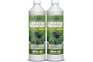 BIO-CHEM CLEANTEC Bio-Chem środek do czyszczenia przyczep kempingowych i kamperów, bardzo mocny koncentrat, 2 x 1000 ml, środek czyszczący do przyczep kempingowych, przystawek namiotowych, środek do usuwania smug deszczu – Made in DE
