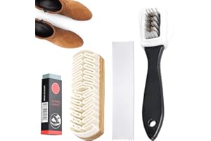 TWOBUD 4pcs Suede Brush for Shoes Nubuck Crepe Brushes Multifunctional Brass Nylon Bristle 4-Sided Shoe Cleaner for Clean Suede Nubuck Verlour Easy Stain Removal Cleaning Tools with Eraser and Clean Cloth
