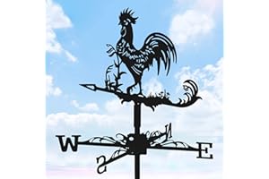 FILILOGOR Banderuola in Acciaio Inossidabile, Gallo Segnavento in Metallo Indicatore di Direzione Del Vento Con Pollo da Giardino Scena di Fattoria Banderuola per Giardino Tetto all'aperto Decorazione