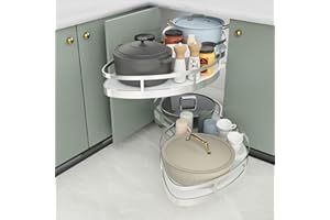 Yuanny Organizer Estraibile per Angolo Cieco per Cucina 800 mm, Meccanismo per Base Angolo Cucina, cestelli estraibili per cucina, Vassoio per Armadietto Ad Angolo Cieco a 2 Livelli, Aperto a Destra