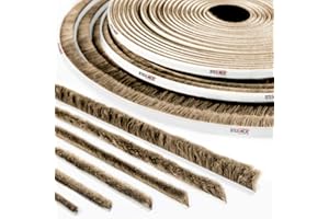 STEIGNER 5m Joint brosse adhésif pour porte coulissante MARRON, bande de brosse anti-poussière, hauteur 5 mm