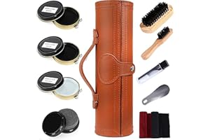FGXY Juego De Cuidado De Zapatos, Juego De Cepillo De Zapatos De 11 Piezas, Con Funda De Almohada De Lujo De Cuero Pu, BetúN De Zapatos, Cepillo De Melena De Caballo Suave