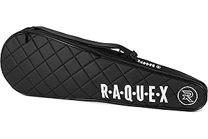 Raquex Elite Badminton & Squash Racket Cover - Bag with Carry Handle & Shoulder Strap – Holds 3 Racquets - Quilted Faux Leather Padded Racquet Protector - Sports Gift for Men & Women