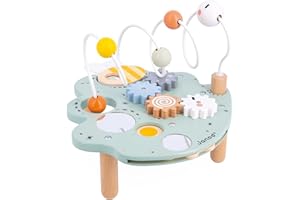 Janod - Mesa de Actividades Sweet Cocoon - 5 Actividades Primera Infancia - Juguete de Estímulo - Ejercita Motricidad Fina - Hoja de Actividades de Madera FSC - A Partir de 18 Meses, J04056