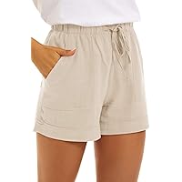 BELLZELY Womens Jeanshorts Plus Size Women Summer Drawstring Elastic Waist Casual Shorts Pockets Short Jeans Pants