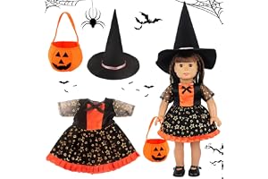 SOETDERT Dockkläder halloween, 45 cm dockor klä upp kostym, dockor kläder, dockklänningar, häxhatt klänning, leksak, baby doc
