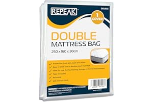 REPEAK Double Size Mattress Bag for Moving & Storage House Essentials - Waterproof Protector Mattress Bag, Strong Plastic Cover to Protect your Bed from Stains, Pets, Pest Damage, Dirt and Dust