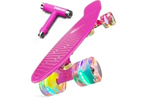 Deleven Skateboard 56cm avec Roues LED, Outil de Skate et Roulements ABEC 7 - pour Enfants Débutants Filles Garçons Adolescents Adultes