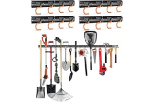 3-H Porte Outils de Jardin Mural Tout en Métal 4 x 42cm, Support Outils de Jardin avec 16 Crochets pour Rangement Outils Jardinage, Crochet Mural Garage pour Garage Remise Entrepôt Établi Ferme
