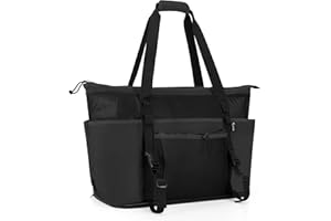Fasrom Extra Large Mesh Beach Bag with Zip Bottom (Patent Pending), black