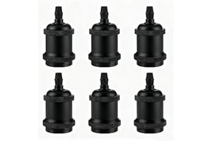 EUAKEE Douille E27 Vintage De Lampe, 6 Pièces Douille Ampoule en Aluminium, Solide Céramique Adaptateur, Douille Edison Rétro Pour Décorer Les Bars,Restaurants,Chambres (Noir Mat)