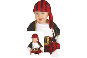 FIESTAS GUIRCA | Disfraz de Pirata para Bebé Niña - Camisa, Cinturón, Pantalón y Pañuelo - Disfraces de Corsaria para Halloween y Fiestas de Disfraces - Ideal para Niñas Pequeñas - Negro y Rojo