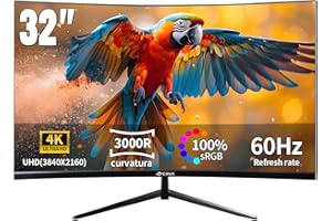 CRUA 32 Inch 4K Curved Monitor, 3000R VA Panel, UHD 3840x2160 with HDR10, Adaptive Sync, 100% sRGB, Eye Care Display for Gaming, Work & Entertainment – HDMI & DP