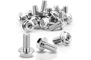 TXXATX 20 Pcs M6 Bolt M6x20mm Bolt 304 Stainless Steel Bolts Hex Screws Flanged Hex Head Bolts Anti-Loosening for DIY Machine Tools Furniture Assembly Households