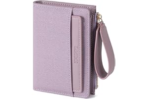 RRANCharltu Portafoglio Donna in Pelle Morbida, Portafoglio Donna Piccolo Portamonete Ragazza con Slot Per Schede Multiple Mini Portacarte con Braccialetto a Zip e Scomparto Monete, Viola