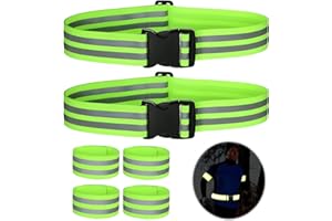 JOKILY Juego de 4 Cinturones Reflectantes, cinturón Reflectante de Alta Visibilidad, Doble Cinta Reflectante, Cinta Reflectante con Cierre de Velcro, Equipo de Carrera Reflectante para Ciclismo, Senderismo