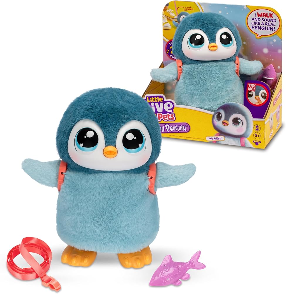 Little Live Pets My Walking Penguin - Waddles, Yumuşak ve Sevimli İnteraktif Oyuncak Penguen, 25+ Ses ve Tepki, Yürür, Dans Eder ve Kanat Çırpar, Pilli (5+ Yaş Çocuklar İçin)