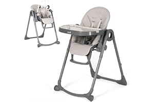Allis Baby Lola High Chair - 4-in-1 Adjustable Folding Highchair for Babies & Toddlers - with Multiple Height and Seat Positions, Removable Tray, Safe 5 Point Harness and Toy Arch (Light Grey)