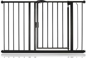 Safetots Barrière de Sécurité à Pression à Fermeture Automatique, 118.2 cm - 125.2 cm, Noir Mat, Barrière d'Escalier à Fermeture Automatique pour Bébé, Barrière de Sécurité