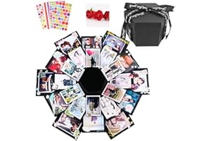 GELUODE Dawa - Caja de explosión negra para álbumes de fotos, manualidades y álbumes de recortes, caja de regalo para Navidad, cumpleaños, aniversario, San Valentín, boda, día de la madre