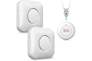 CLOUREE Sirena di allarme per casa, sistema di chiamata di emergenza con 1 pulsante SOS e 2 ricevitore, segnalino d'allarme per il personale di assistenza, pazienti anziani a casa, anziani disabilitati