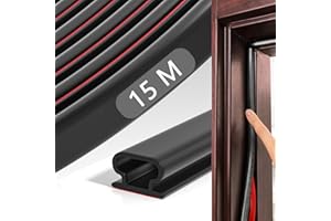 MRSHANG Black Draft Excluder for Doors, Self-Adhesive Door Seal Strip, D-Shaped Rubber Draught Excluder Weather Stripping for Door Windows, Suit for 2.5 to 5.5mm Gap (Black, 15M)
