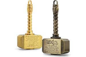 ANZMTOSN Mjolnir Brass Fidget Spinner Toy Metal Gift for Kids Adults, Thor's Hammer Finger Hand Spinner, Transformable Fingertip Gyro, Fidget Keychain Infinty Cube Anti Anxiety Toy, Stress Relief Toy (2 Pack)