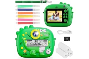 EDTEANU Macchina Fotografica Bambini,2,4 Pollici Macchina Fotografica Istantanea,Macchina Fotografica Bambini Istantanea,con 32GB TF Scheda e Carta Fotografica,per Bambini dai 3 ai 12 Anni Regalo di Natale