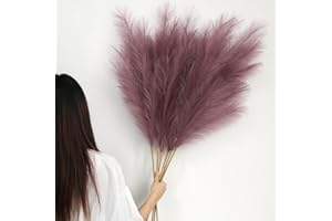 YIYA Decorazione Pampas Secca Grande 6 Pcs 113cm Viola Pampas Erba Simulata Pampas Erba Pampa Artificiali Fiori per Soggiorno, Casa, Pavimento, Vaso, Decorazione Boemia