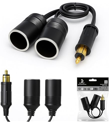 Auto Sigarettenaansteker Y Splitter Kabel YACSEJAO 14AWG 2FT 12V/24V 1 tot 2 Auto Sigarettenaansteker 2-weg verlengsnoer