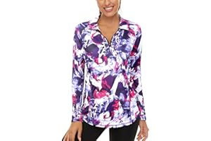 Akiooue Womens Long Sleeve UPF 50+ Running Tops 1/4 Zip Gym Sports Workout Cycling Golf Shirts