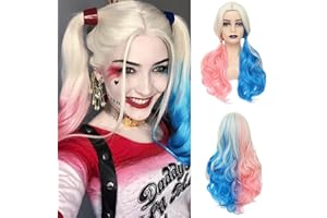 SUNSHINE SMILE Quinn Perücke Damen,Lang Cosplay Perücke,Kostüm Perücke Damen,für Karneval Halloween Fasching Kostüme Party