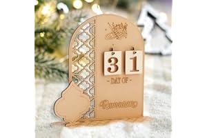 Wonlonda Wooden Ramadan Advent Calendar 2023, 30 Days Countdown Calendar Wooden Eid Calendar Children DIY Islamic Calendar Muslim Eid Family Gathering Decoration