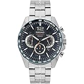 Seiko Men's Quartz Watch with Stainless Steel Silicone Strap