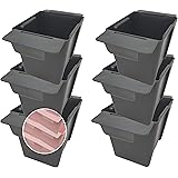 Pilix Paletten Blumenkasten Europalette 6er mit patentiertem Stecksystem | 9 cm 6 Stück Anthrazit | Pflanzkasten Europalette 