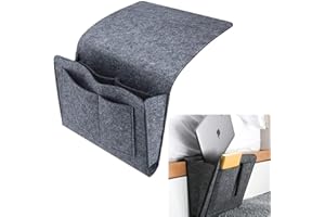 NC Aufbewahrungstasche für den Nachttisch, Filz, zum Aufhängen, Organizer, Tasche, rutschfest, für Bücher, Zubehör und andere kleine Dinge, geeignet für alle Arten von Betten und Sofas (dunkelgrau)