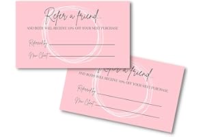 LASHICORN Referral Cards | 50 Pack | One Sided Referral Discount Card | 2x3.5" inches Business Sized Cards | Pink Card Design