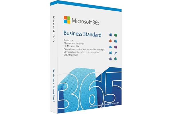 Microsoft 365 Business Standard | Office 365 apps | 1 personne | 1 an | PC/MAC, tablette et smartphone | Box