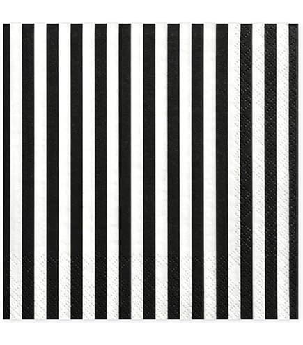 Ambiente Servietten Lunch 33x33cm – Stripes Black, 20 Stück, 3-lagig, Umweltfreundlich